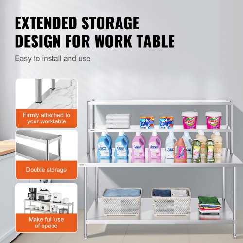 Double Overshelf Double Tier Stainless Steel Overshelf 12 x 72 Inch Double