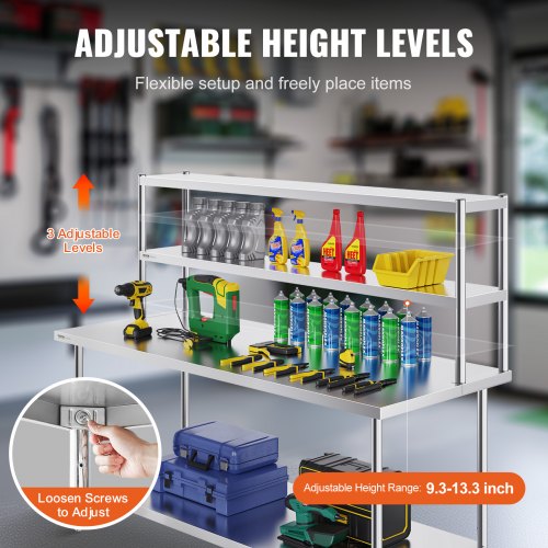 Double Overshelf Double Tier Stainless Steel Overshelf 12 x 72 Inch Double