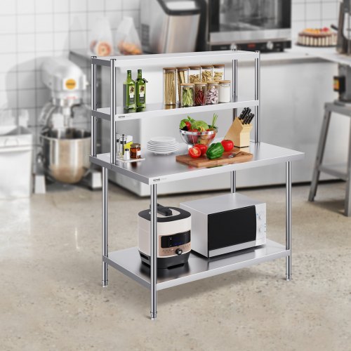 Double Overshelf Double Tier Stainless Steel Overshelf 12 x 48 Inch Double