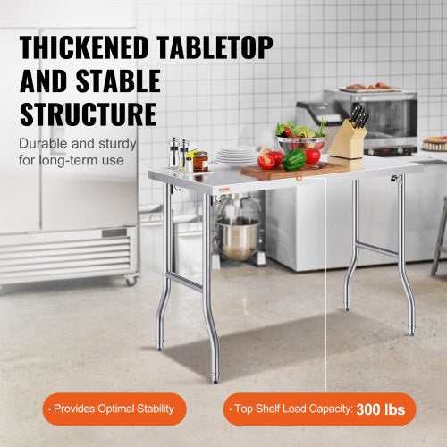 Folding Commercial Prep Table 48 x 24 Inch Commercial Worktable