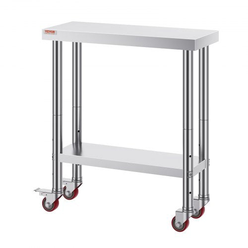Stainless Steel Work Table 30 x 12 x 34 Inch 700 LBS Load Capacity with 4