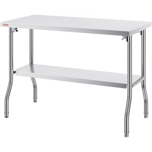 Folding Commercial Prep Table 48 x 24 Inch Commercial Worktable Workstation