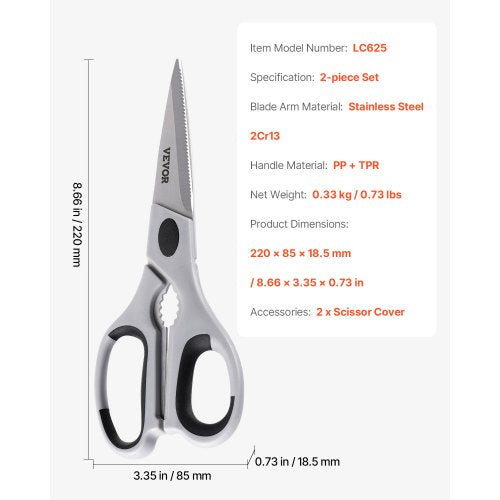 Kitchen Scissors 2 Pack Durable Stainless Steel Kitchen Shears with Sheaths