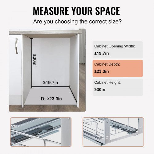 PullOut Trash Can 35Lx2 Double Bins Under Mount Kitchen Waste Container