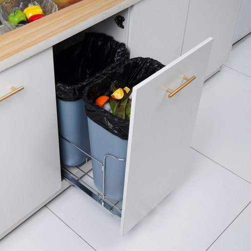 PullOut Trash Can 35Lx2 Double Bins Under Mount Kitchen Waste Container