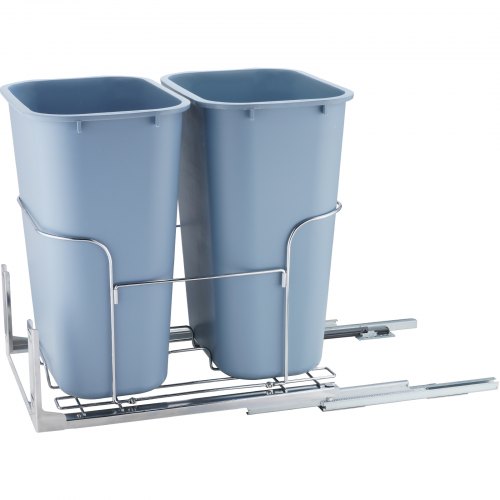 PullOut Trash Can 35Lx2 Double Bins Under Mount Kitchen Waste Container