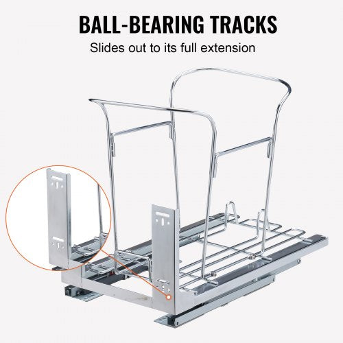 PullOut Trash Can 35L Single Bin Under Mount Kitchen Waste Container with Slide