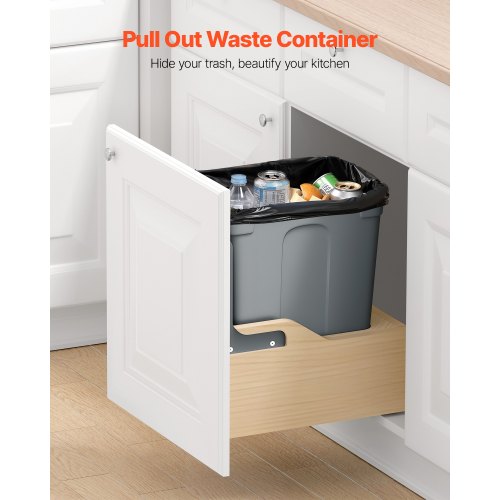Wood Pullout Trash Can for Kitchen Cabinets 35 QT Garbage Waste Recycling