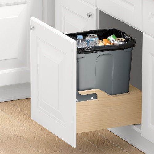 Wood Pullout Trash Can for Kitchen Cabinets 35 QT Garbage Waste Recycling