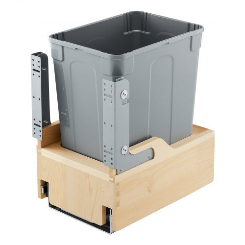 Wood Pullout Trash Can for Kitchen Cabinets 35 QT Garbage Waste Recycling
