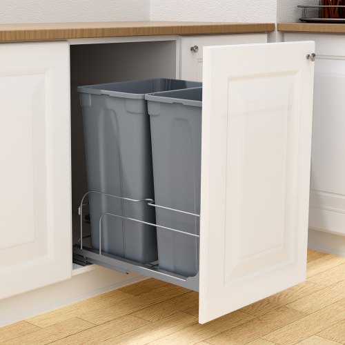 PullOut Trash Can 50 QT x2 Double Under Mount Kitchen Waste Container