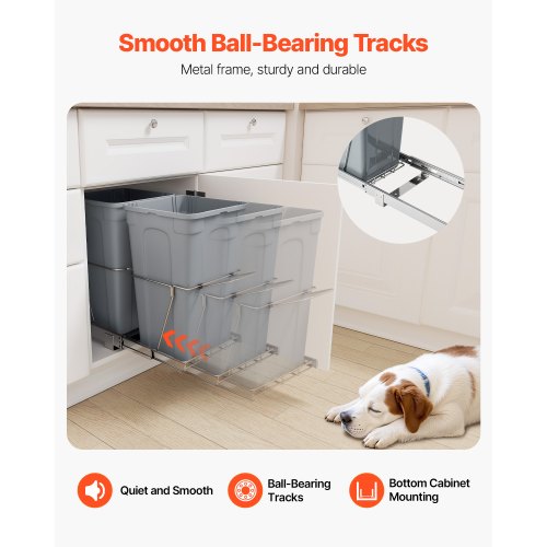 Pullout Trash Can for Kitchen Cabinets 27QTx2 Double Under Sink Garbage