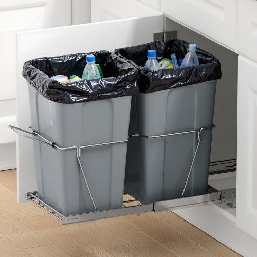 Pullout Trash Can for Kitchen Cabinets 27QTx2 Double Under Sink Garbage