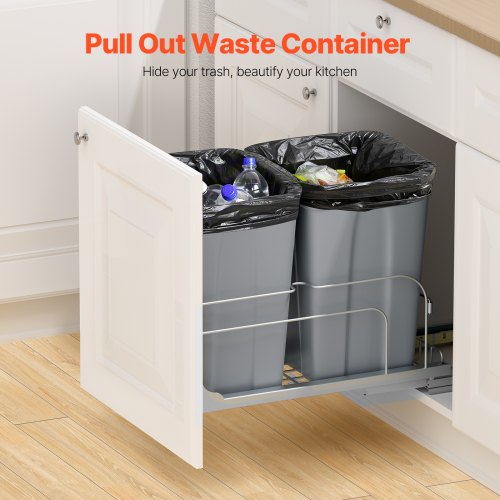 PullOut Trash Can 27 QT x2 Double Under Mount Kitchen Waste Container