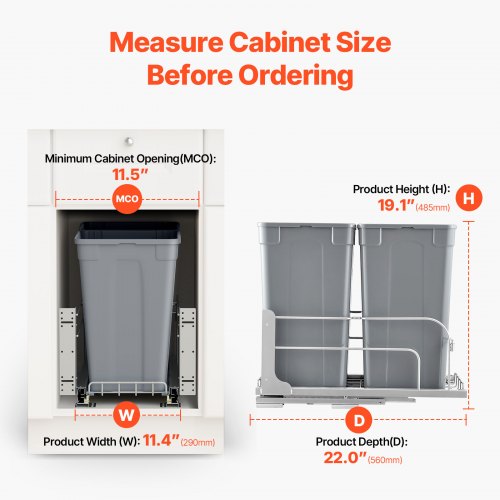 PullOut Trash Can 27 QT x2 Double Under Mount Kitchen Waste Container