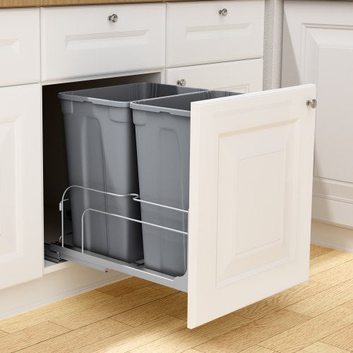 PullOut Trash Can 35 QT x2 Double Under Mount Kitchen Waste Container