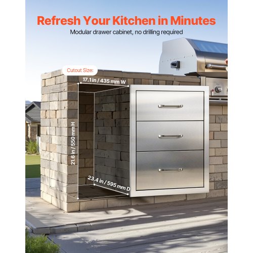 Outdoor Kitchen Drawers 1811 W X 2323 D H Tripleaccess Stainless Steel Modular
