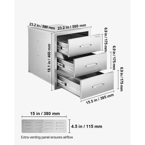 Outdoor Kitchen Drawers 1811 W X 2323 D H Tripleaccess Stainless Steel Modular