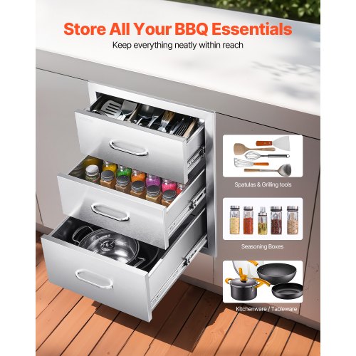 Outdoor Kitchen Drawers 1811W X 2323D 2323H Tripleaccess Stainless Steel Bbq