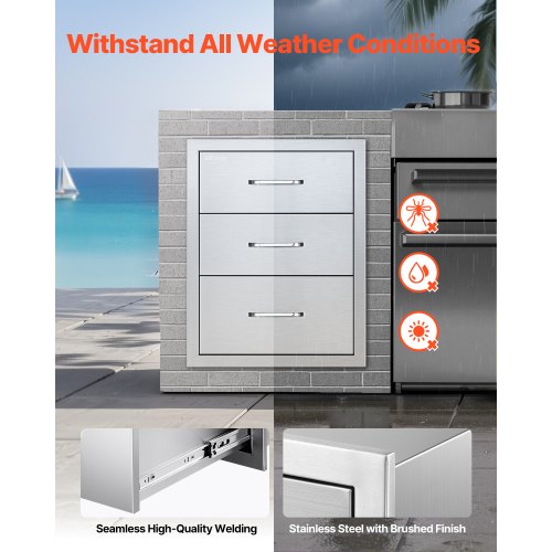 Outdoor Kitchen Drawers 1811W X 2323D 2323H Tripleaccess Stainless Steel Bbq