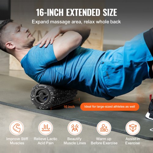 Vibrating Foam Roller 4Speed Electric Massage Roller 16 Rechargeable