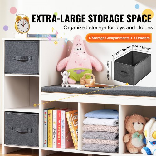 Kids Reading Nook Bench Toddler Bookshelf and Bookcase with Detachable Seat