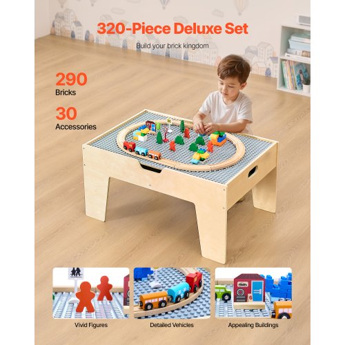 MultiPurpose Activity Play Table 290 Building Bricks and 30Piece Wooden