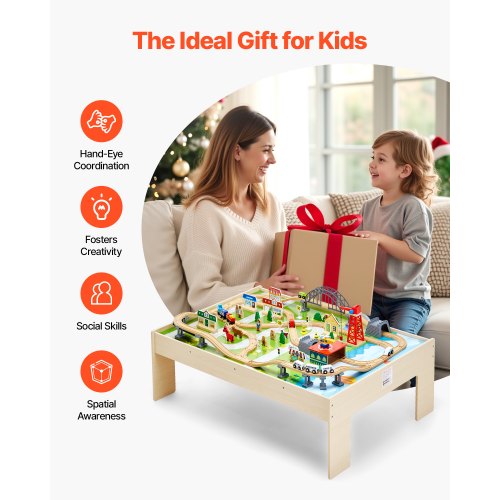 Train Table 120 Multicolor Pieces Wooden Kids Activity Table with Collapsible