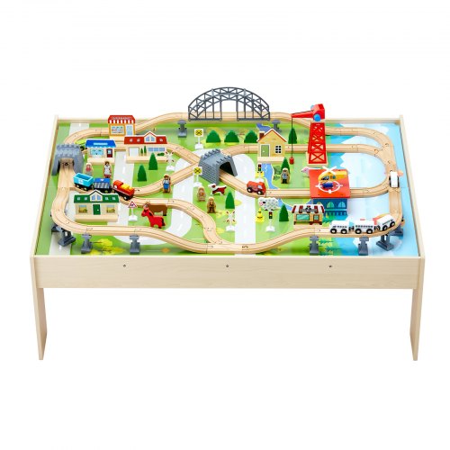 Train Table 120 Multicolor Pieces Wooden Kids Activity Table with Collapsible