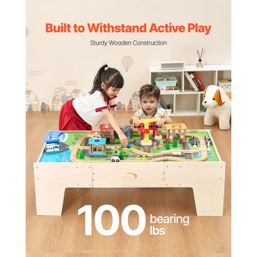 Train Table 62 Multicolor Pieces Wooden Kids Activity Table with Large