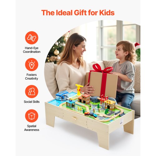 Train Table 62 Multicolor Pieces Wooden Kids Activity Table with Large