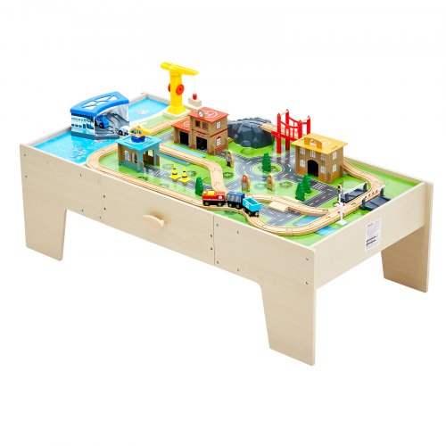 Train Table 62 Multicolor Pieces Wooden Kids Activity Table with Large