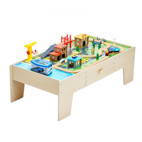Train Table 62 Multicolor Pieces Wooden Kids Activity Table with Large