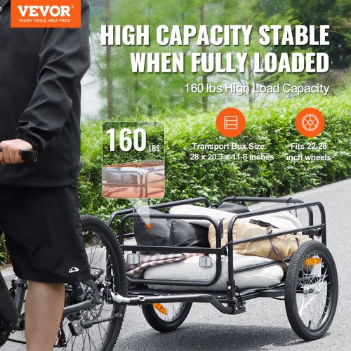 Bike Cargo Trailer 160 lbs Load Capacity HeavyDuty Bicycle Wagon Cart