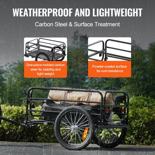 Bike Cargo Trailer 160 lbs Load Capacity HeavyDuty Bicycle Wagon Cart