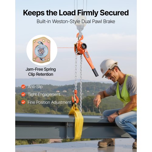 Manual Lever Chain Hoist 3T 6600Lbs Capacity Heavy Duty Come Along 20Ft Lift