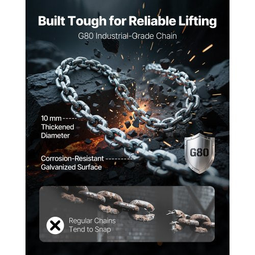 Manual Lever Chain Hoist 3T 6600Lbs Capacity Heavy Duty Come Along 20Ft Lift