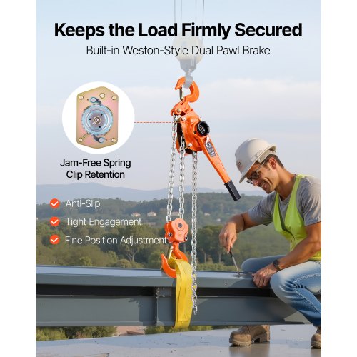 Manual Lever Chain Hoist 6T 13200Lbs Capacity Heavy Duty Come Along 10Ft Lift