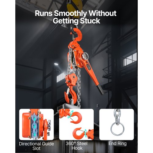 Manual Lever Chain Hoist 6T 13200Lbs Capacity Heavy Duty Come Along 20Ft Lift