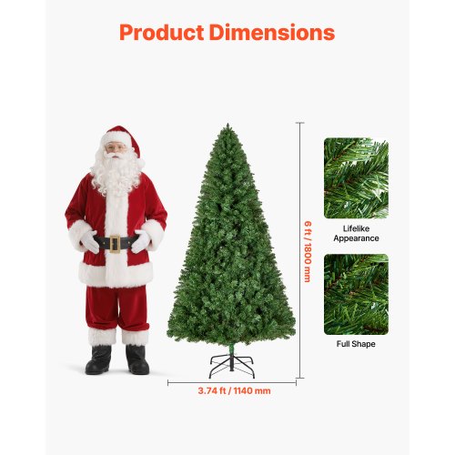 Christmas Tree 6ft Artificial Xmas Tree Full Holiday Decor Trees with 1250
