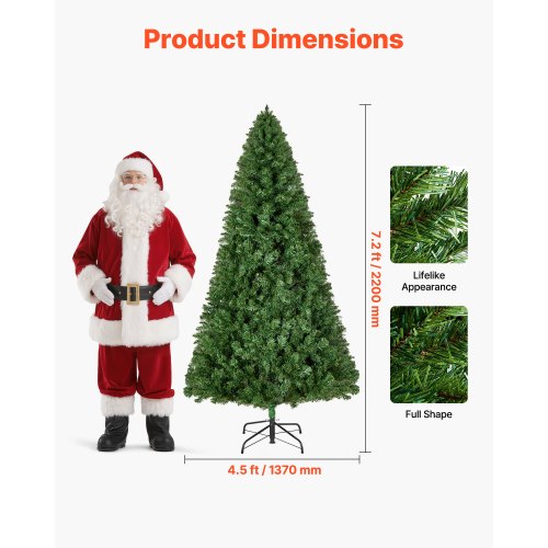 Christmas Tree 7.2ft Artificial Xmas Tree Full Holiday Decor Trees with 1346