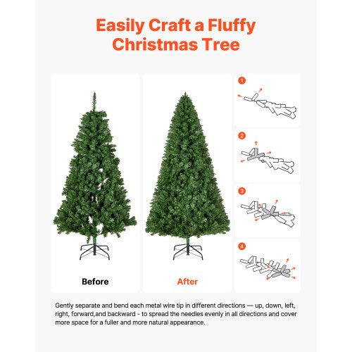 Christmas Tree 7.2ft Artificial Xmas Tree Full Holiday Decor Trees with 1346