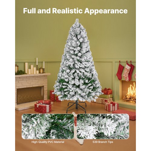 Christmas Tree 4ft Prelit Flocked Artificial Tree Full Holiday Xmas Deco