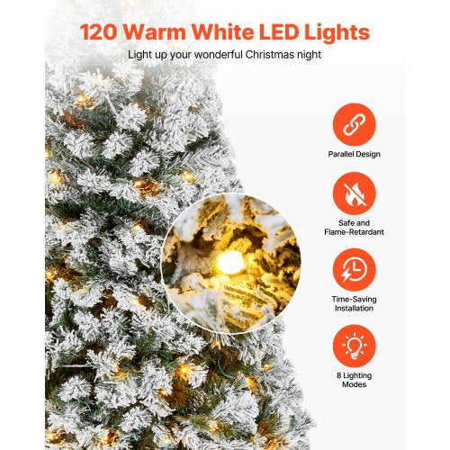 Christmas Tree 4ft Prelit Flocked Artificial Tree Full Holiday Xmas Deco