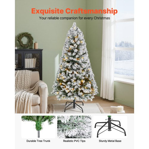 Christmas Tree 4ft Prelit Flocked Artificial Tree Full Holiday Xmas Deco