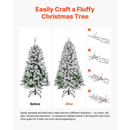 Christmas Tree 4ft Prelit Flocked Artificial Tree Full Holiday Xmas Deco
