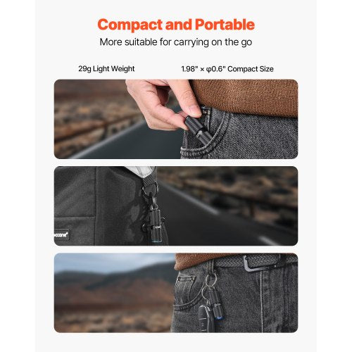 Keychain Flashlight Rechargeable Mini LED Flashlight 200 High Lumens