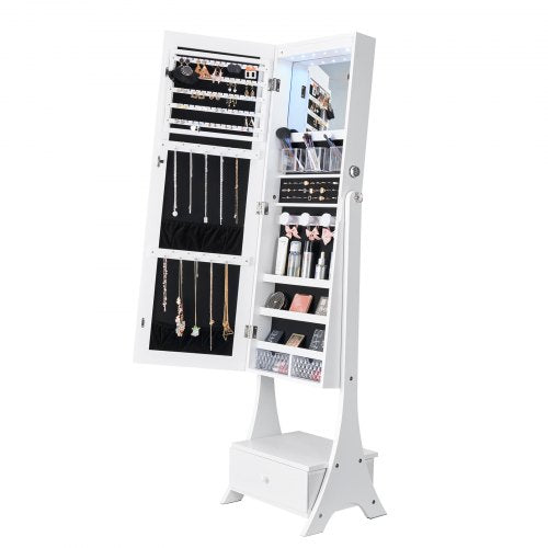 Mirror Jewelry Cabinet Standing Mirror with Storage Lockable Jewelry