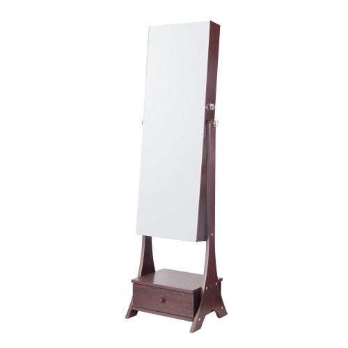 Mirror Jewelry Cabinet Standing Mirror with Storage Lockable Jewelry