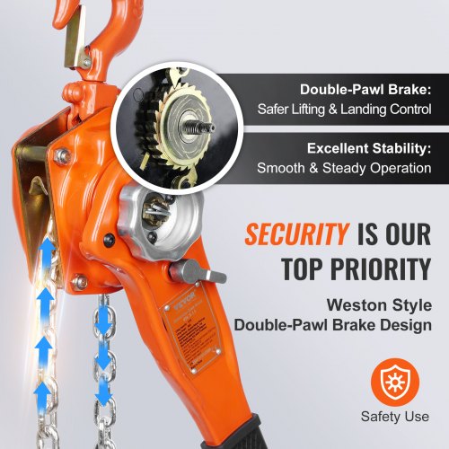 Manual Lever Chain Hoist 34 Ton 1650 lbs Capacity 10 FT Come Along G80